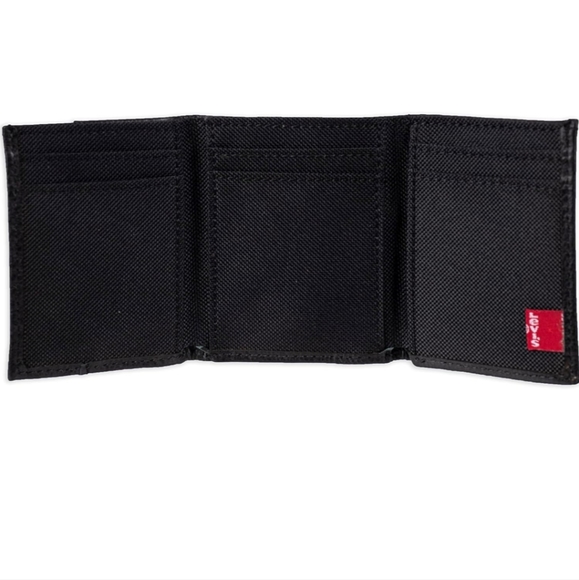 New black Levi's Men's Trifold Wallet-Sleek and Slim - Picture 5 of 7